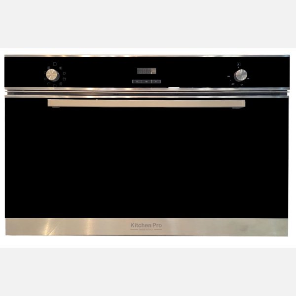 ⁦فرن 90سم kitchen pro كهرباء بلت ان اسود - 9وظائف 2 مروحة توزيع ديجتال ايطالي _ سوفت كلوز⁩ - الصورة ⁦1⁩